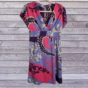 Boden 100% Silk Pink and Purple Floral Sheath Kaftan Dress - Size 4R